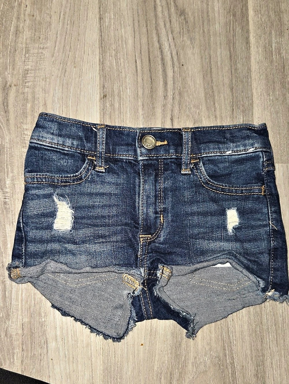 Abercrombie High Rise Shortie Short Girls Size 5/6 Blue Distressed Denim Shorts